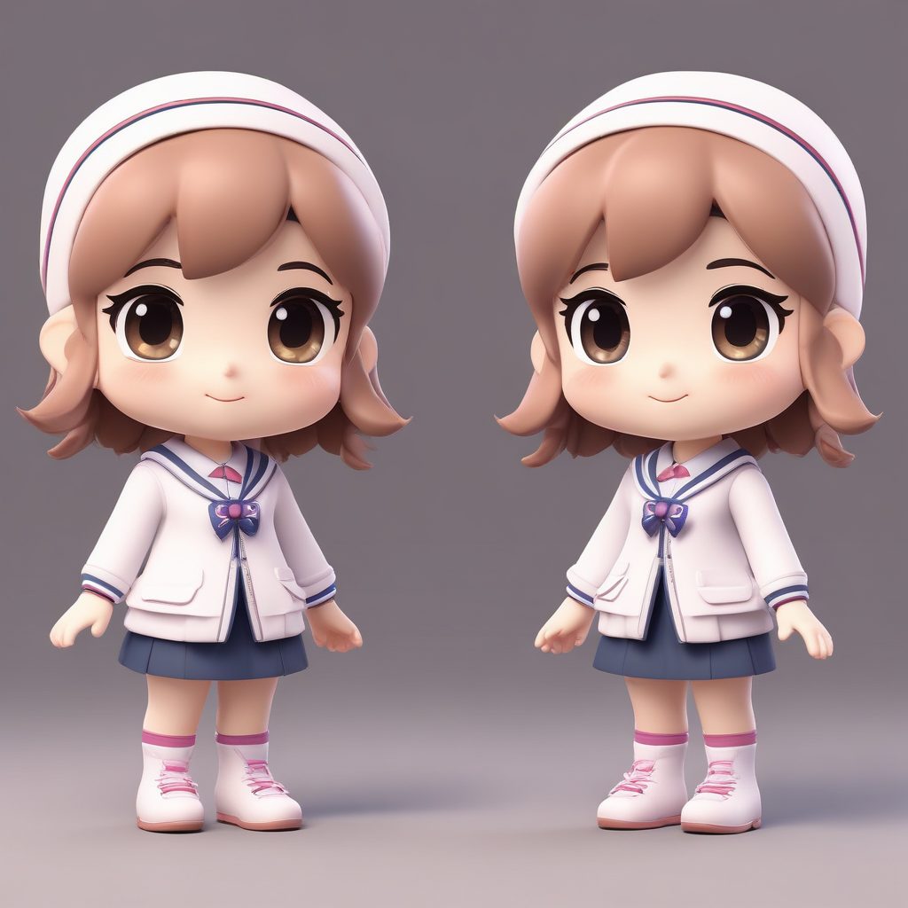 JK制服超治愈Q版手办！C4D粘土风立绘AI绘画提示词