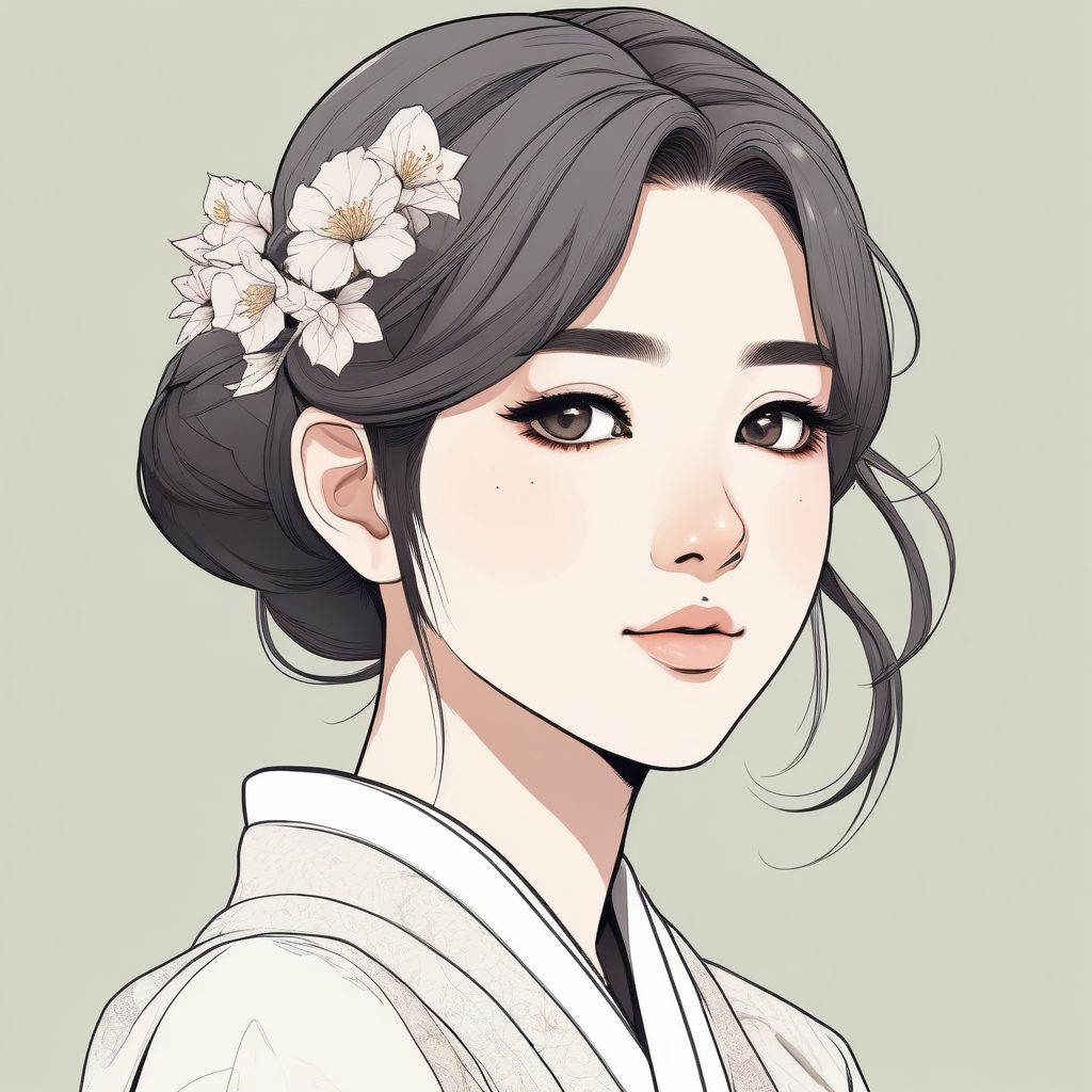 [日系头像] 极简线条动漫少女插画，出图率超高！适合制作个人头像或社交媒体封面