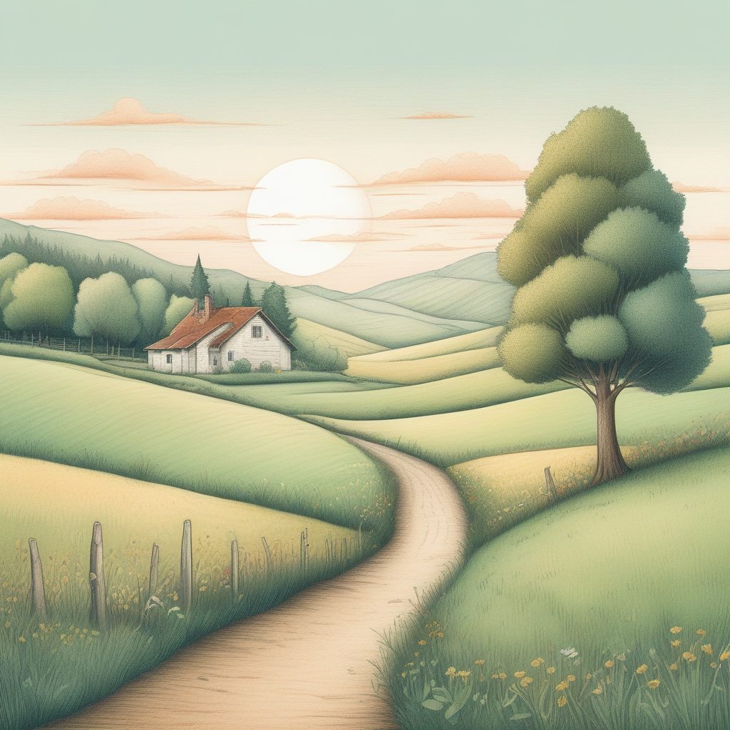 极简风景手绘插画 | 温暖治愈系纸感风！用彩铅勾勒的世外桃源✨