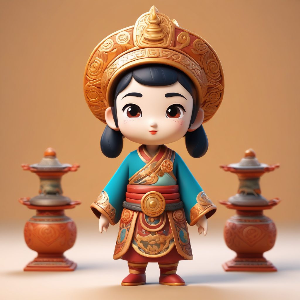 敦煌风Q版盲盒立绘！8K C4D渲染高细节全身像 💫