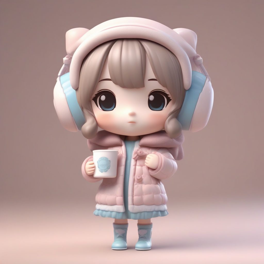 3D盲盒Q版洛丽塔:冬日甜美治愈系表情,C4D粘土材质AI绘画秘籍