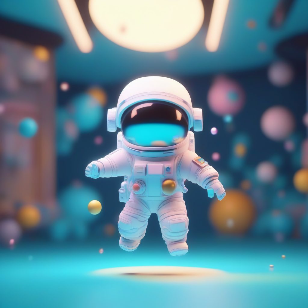 3D太空Q版宇航员盲盒手办渲染:C4D高精度建模全身插画提示词