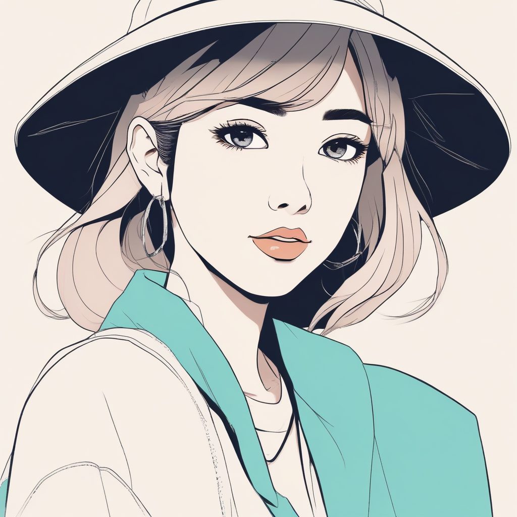 日系时尚极简少女头像，清新马卡龙色系AI插画提示词