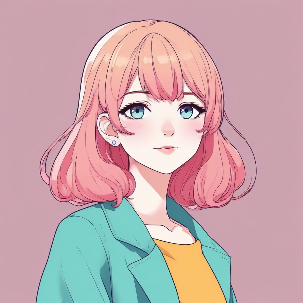 极简少女动漫头像 | 时尚又可爱，纯色背景设计