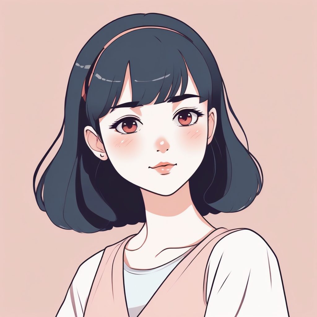 极简动漫少女头像 | 单色背景纯爱风格