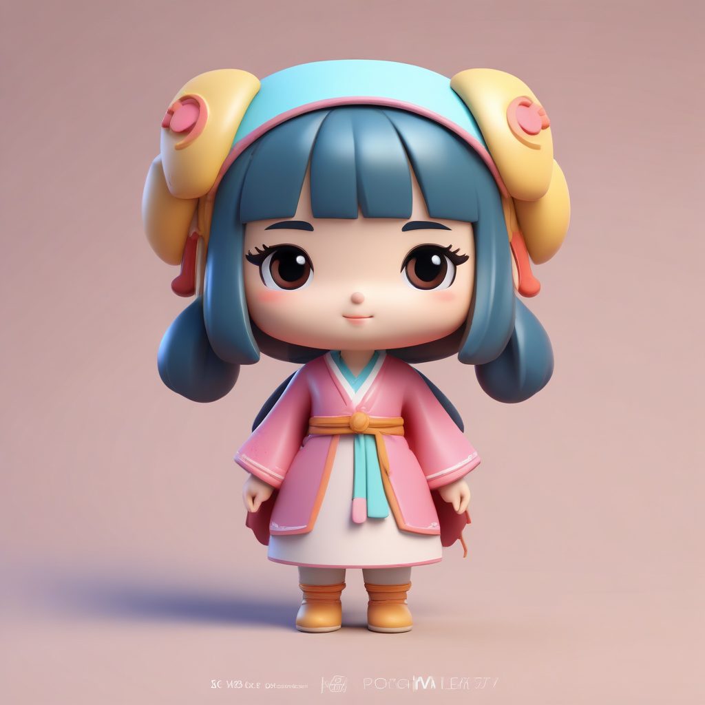 🔥Q版古风头像来袭！C4D粘土风盲盒立绘，简约纯色背景完美出圈