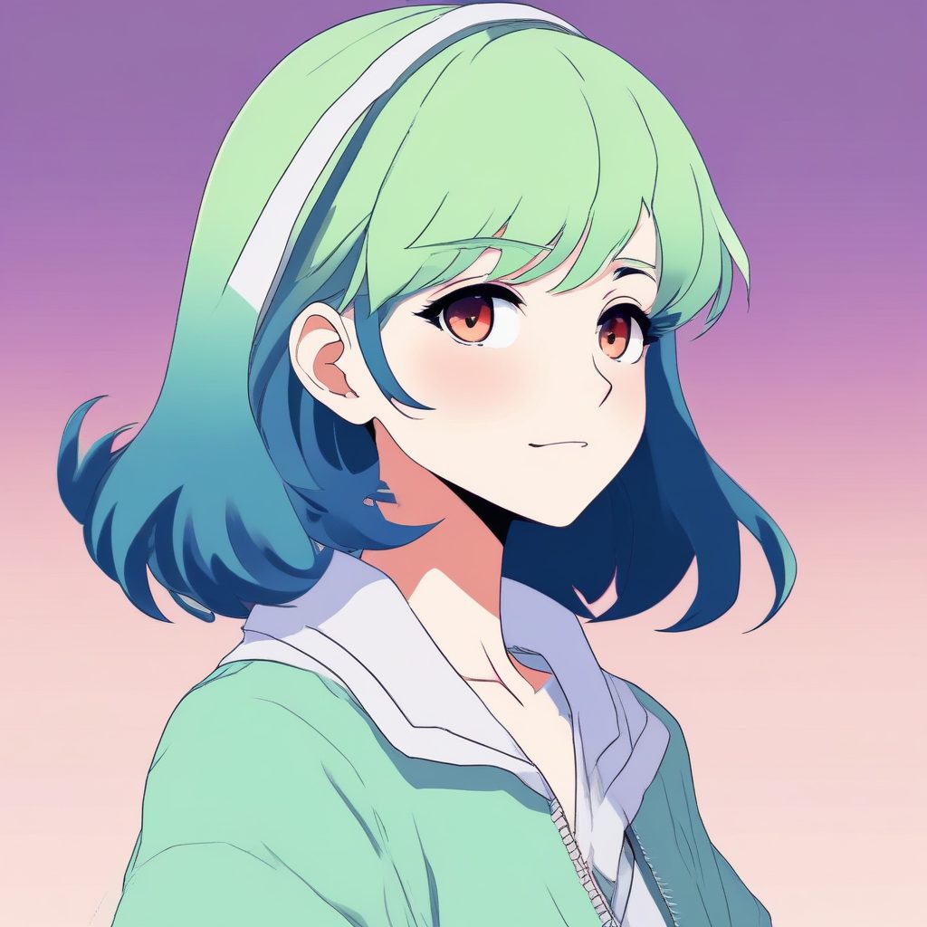 极简动漫少女头像 | 单主体纯色背景AI绘画提示词🔥