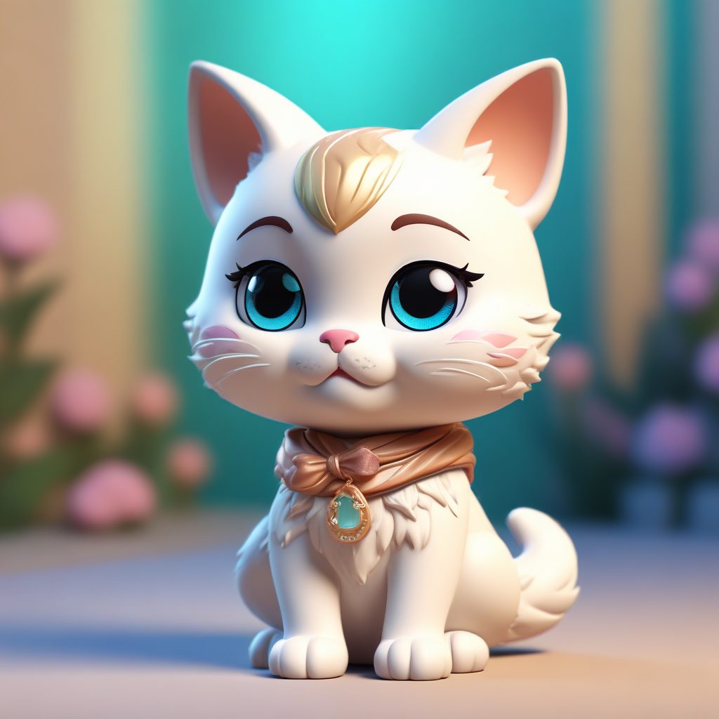 Q版猫耳娘C4D手办风全身立绘！Pastel色调高细节8K渲染🎨