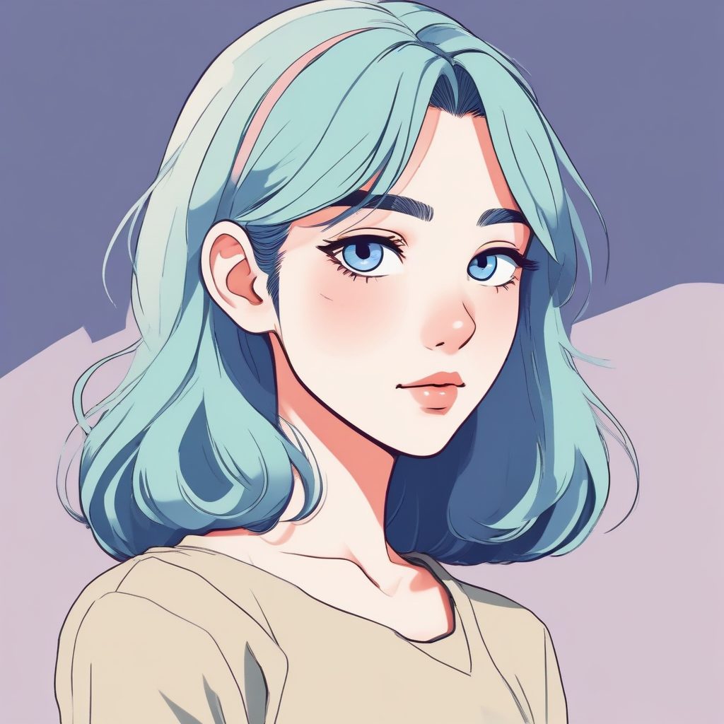 极简动漫女孩头像！低饱和Macaron配色，完美适配社交媒体背景