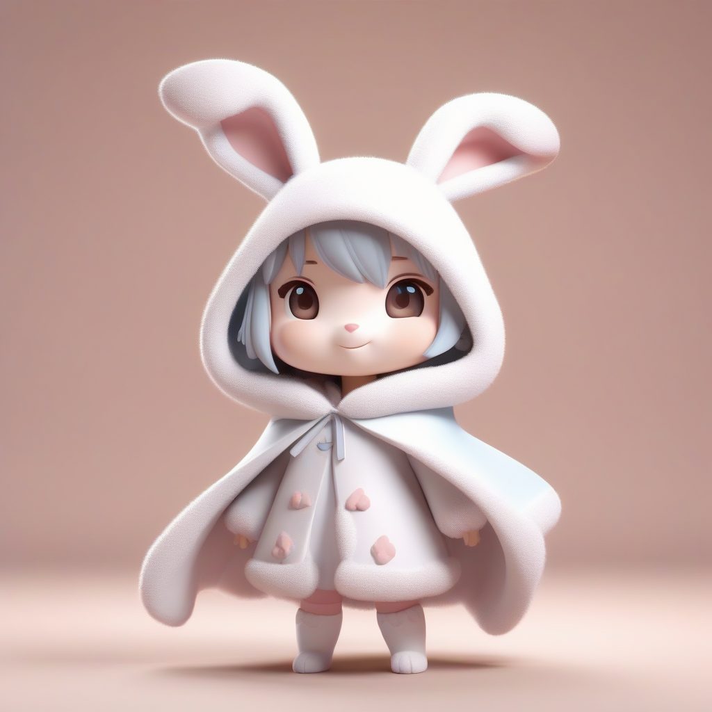 8k超清画质：Q版兔耳娘冬季斗篷穿搭，Octane渲染打造光影细节