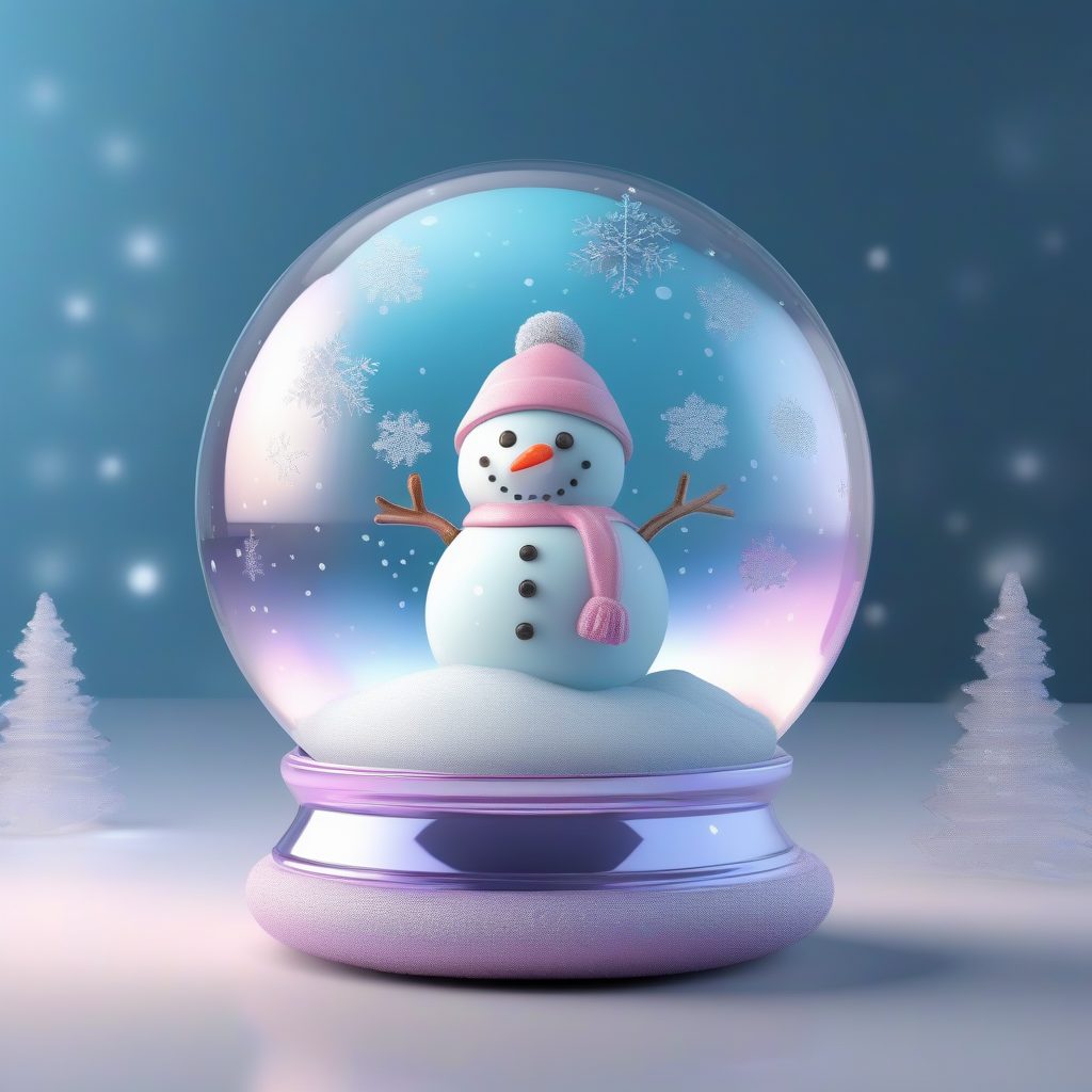 8K超清：立体3D圣诞装饰球内Q版角色渲染，C4D玻璃材质表现