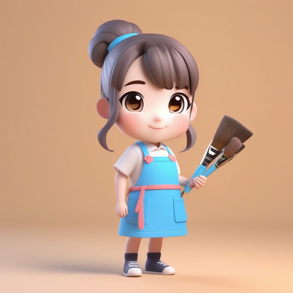 8K超清：Q版美术女教师AI绘画技巧，Octane渲染3D建模角色提示词