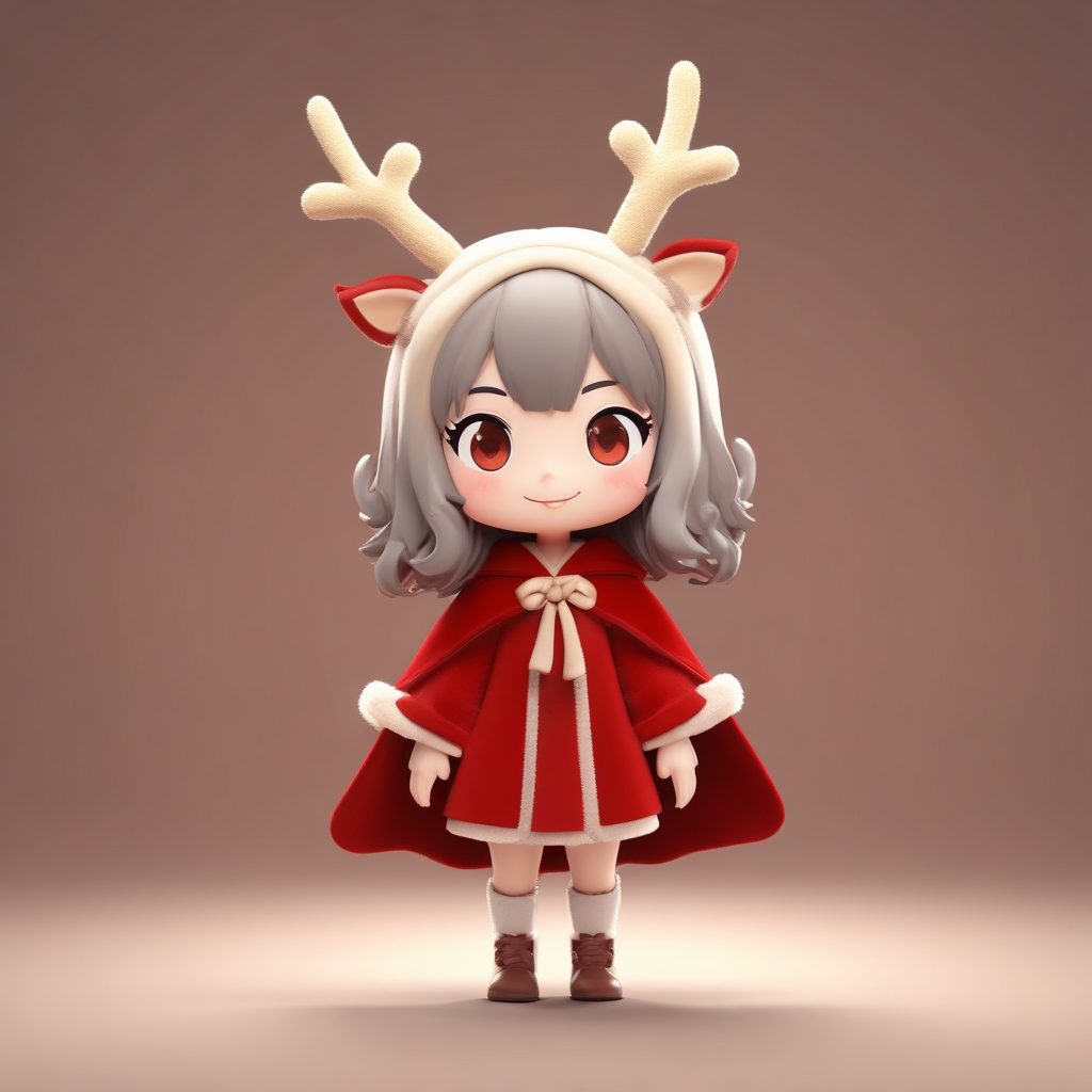8K高清鹿角圣诞女孩：C4D Octane渲染动态Q版手办提示词