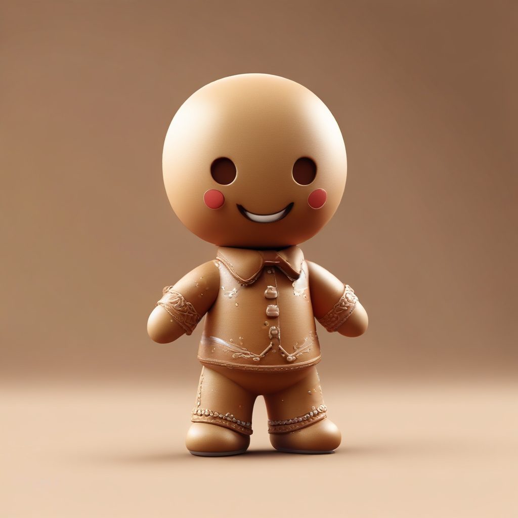 8K高清粘土风:Q版姜饼人手办设计,C4D渲染甜美圣诞主题图