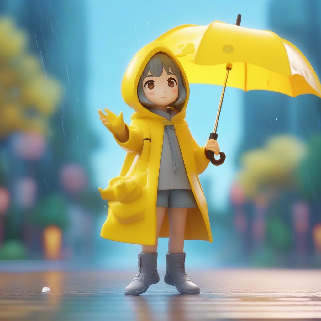 8K高清Q版青蛙雨衣女孩:动态跳跃姿势3D盲盒手办AI提示词 23 8K高清Q版青蛙雨衣女孩:动态跳跃姿势3D盲盒手办AI提示词