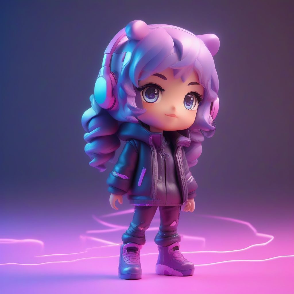 8K高细节赛博Q版少女:动态姿势与光线追踪下的盲盒艺术