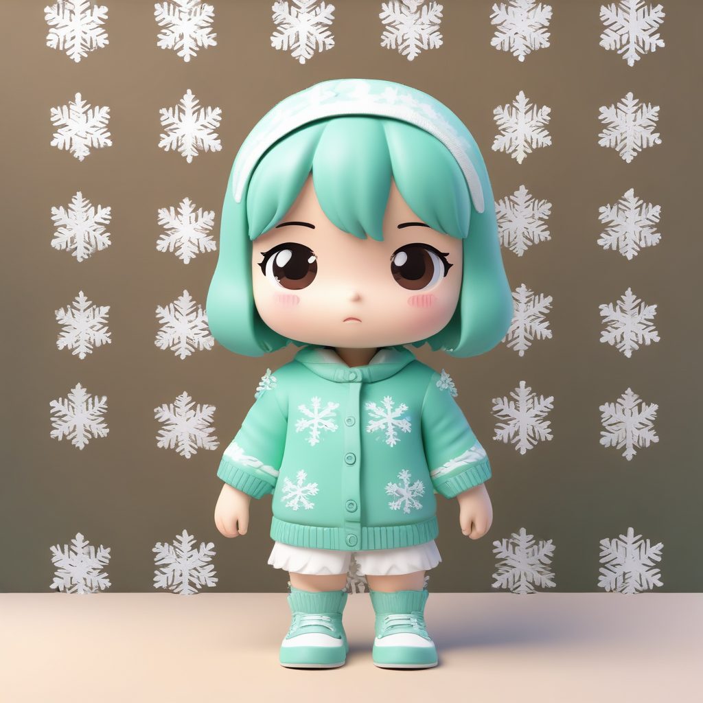 8K光追Q版手办:圣诞毛衣女孩动态姿势(Pop Mart审美)