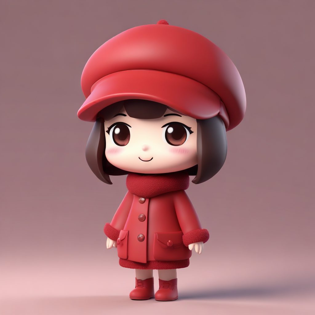 8K极简风:Q版女孩戴贝雷帽的法式冬日优雅造型