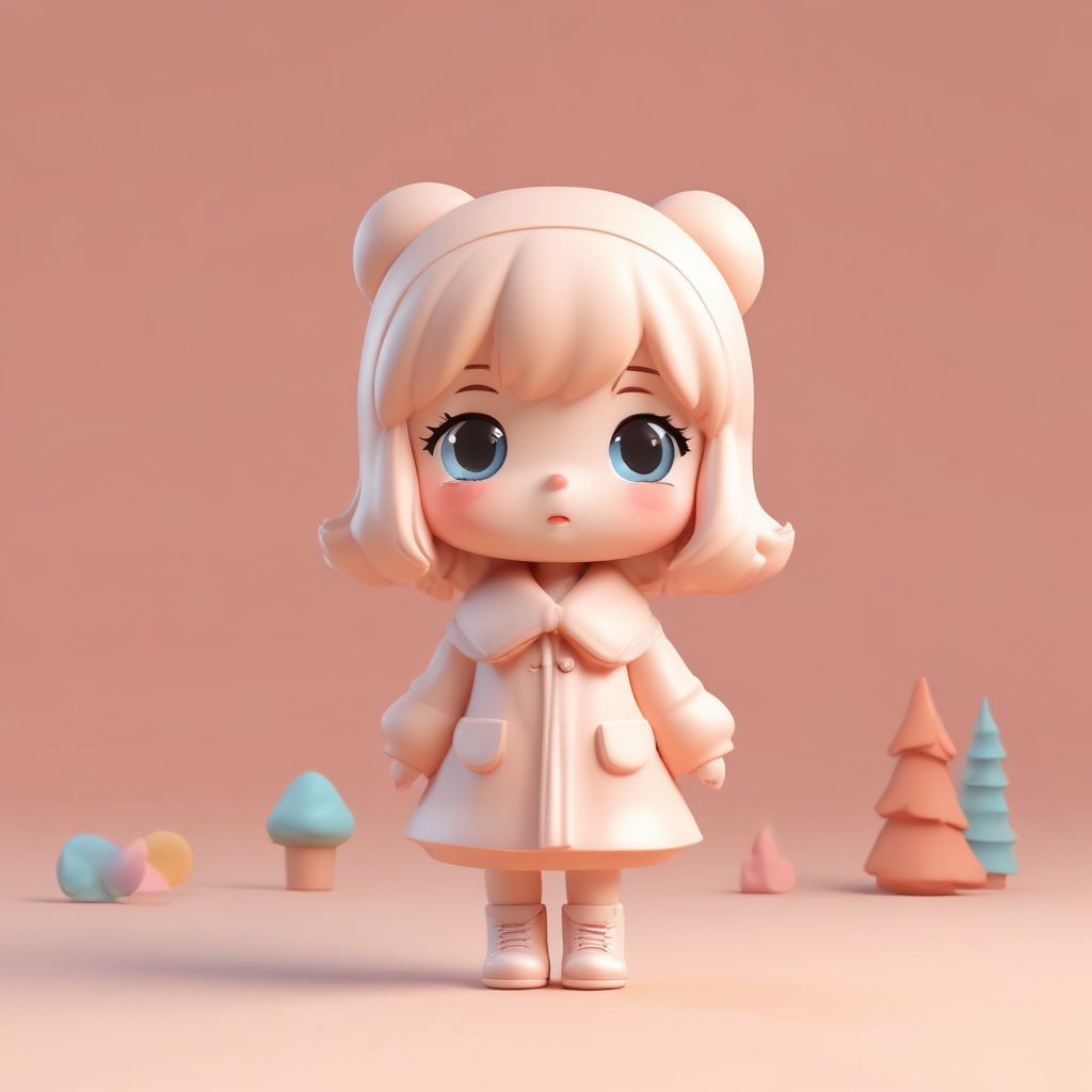 8K极简:Q版女孩在手中吹送飞吻的甜美动态提示词