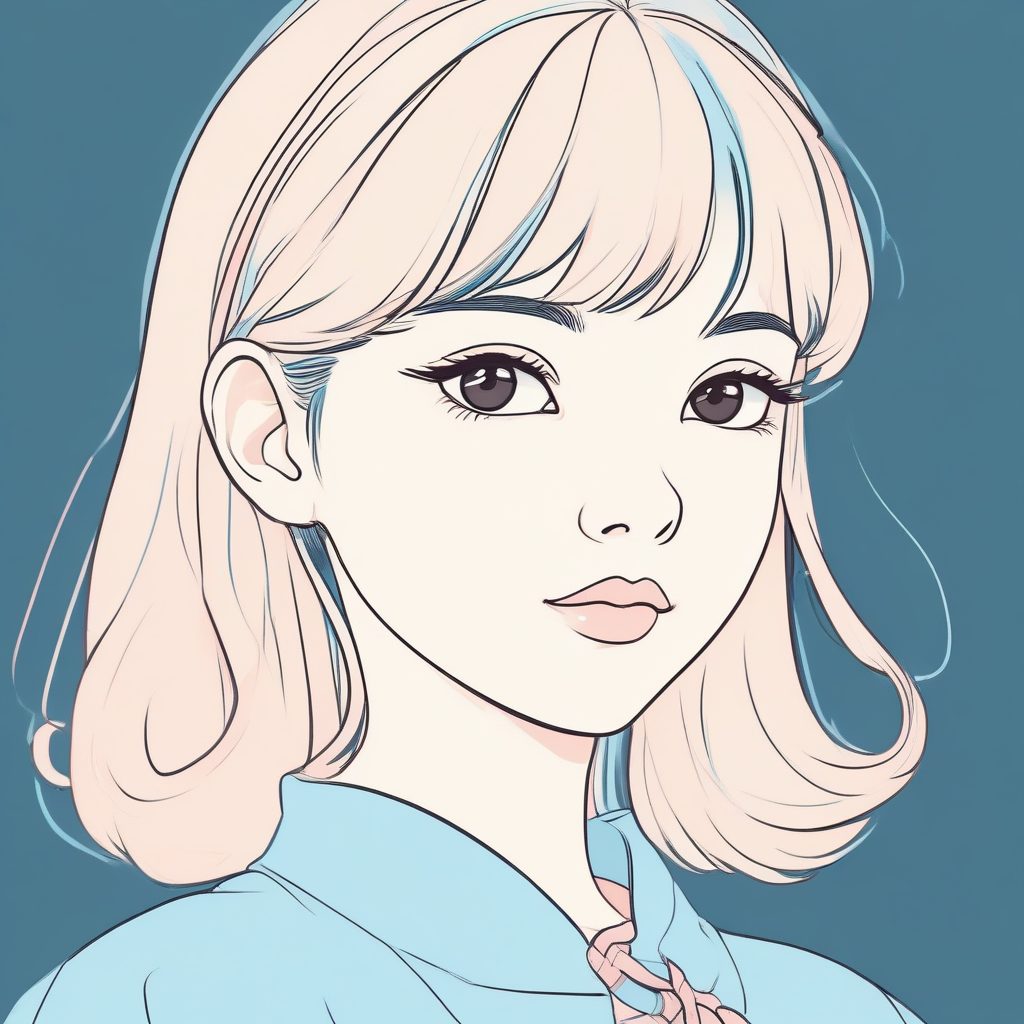 90年代复古动漫风头像回归！极简线稿少女，自带柔光滤镜，秒回童年✨