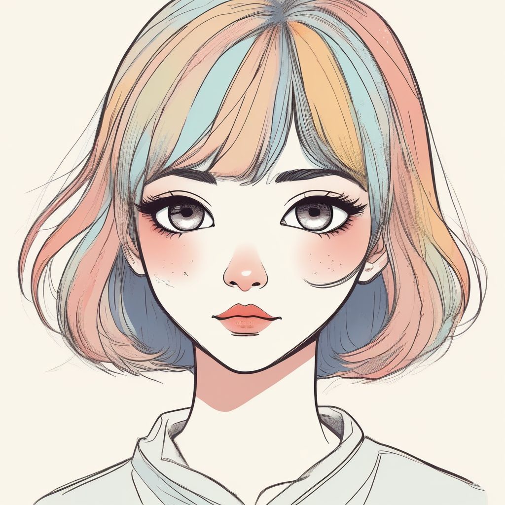 极简线条插画日系少女头像 AI绘画提示词分享 | 手绘风格动漫头像设计灵感