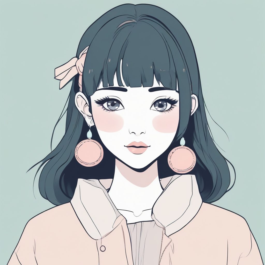 日系极简动漫少女头像，单主体纯背景！一键生成你的专属简约风头像