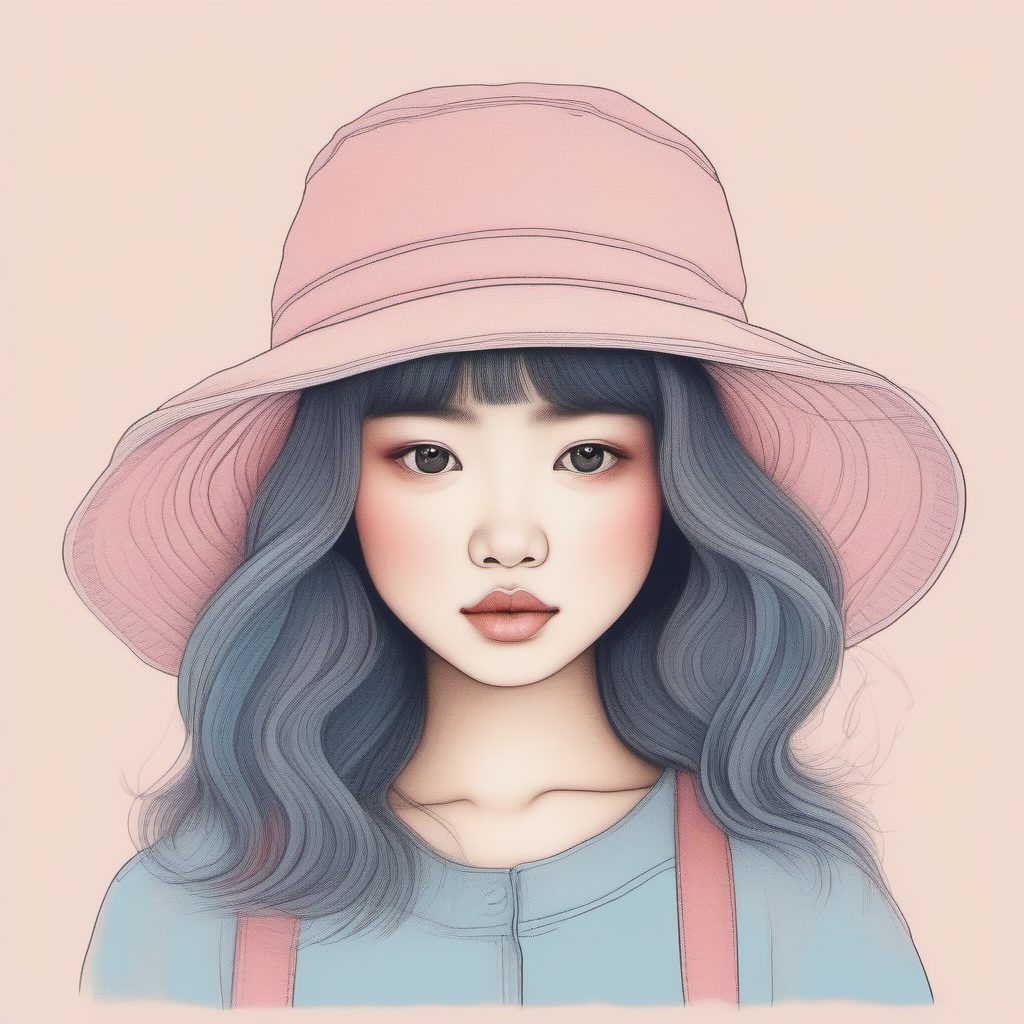 AI插画快速出图:极简线稿下的日系渔夫帽女孩穿搭