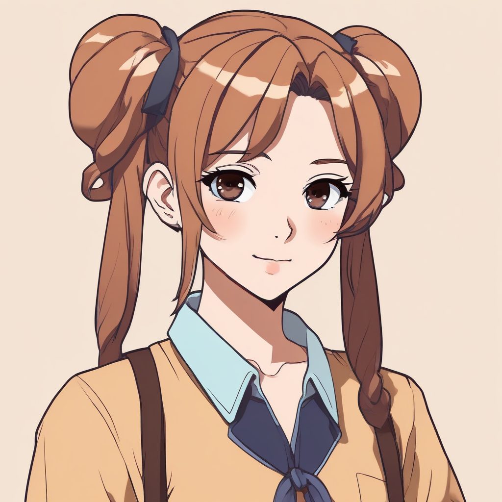 AI创作:极简“双马尾”少女头像,低饱和焦糖色与纯色背景