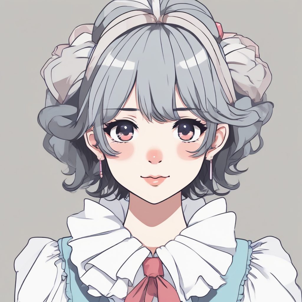 AI创作:极简“小丑领”少女头像,低饱和度复古元素