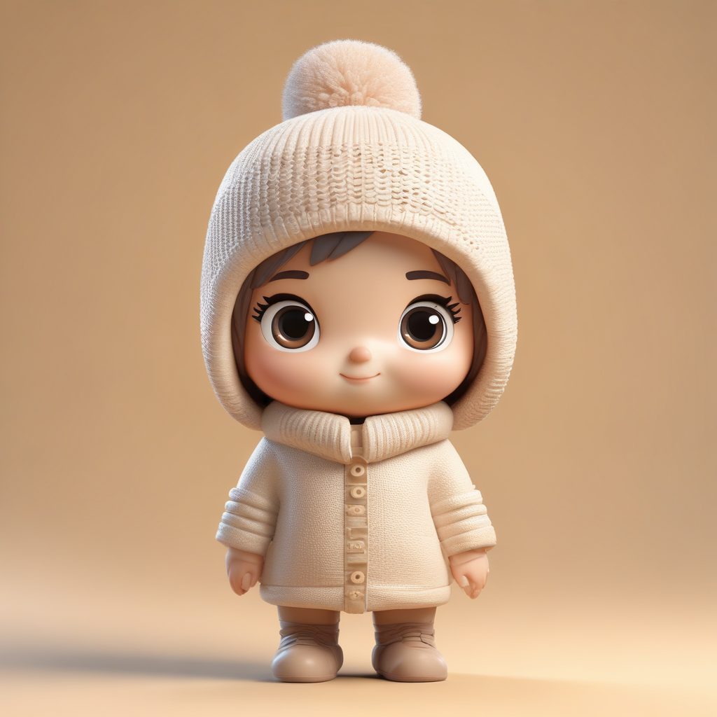 AI冬日治愈系: Q版毛线帽女孩的热可可瞬间(3D盲盒风)