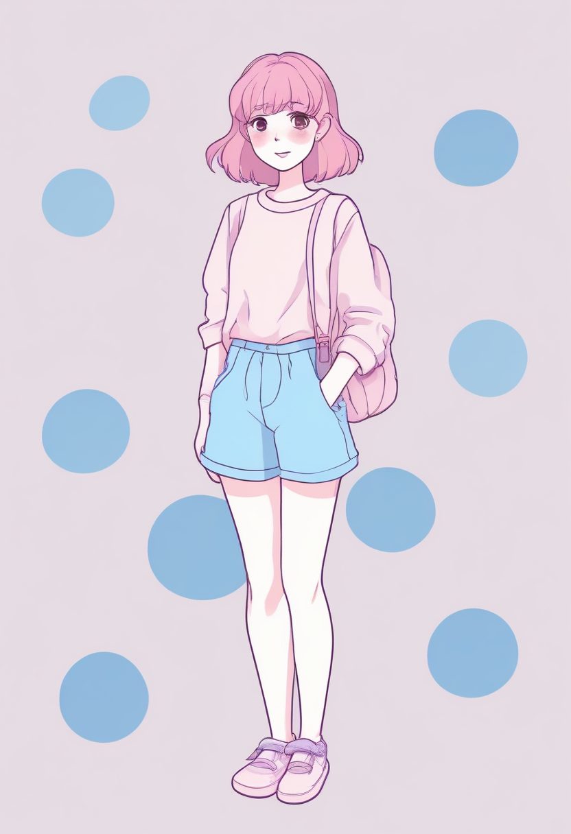 AI绘画：超甜系治愈风，粉蓝少女的Cute Doodle全身像秘籍