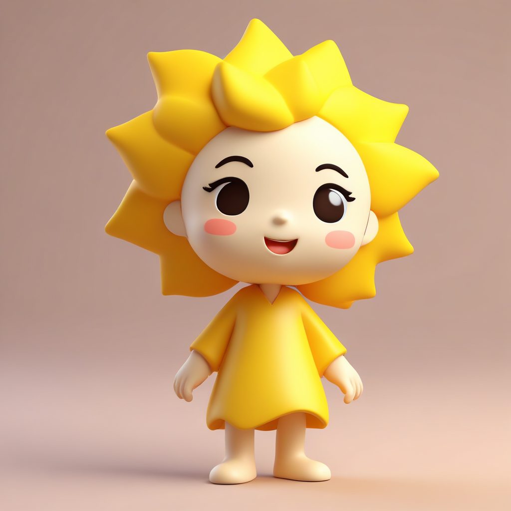 AI绘画：超元气Q版太阳精灵全身像！Octane渲染暖色光影，做壁纸超赞