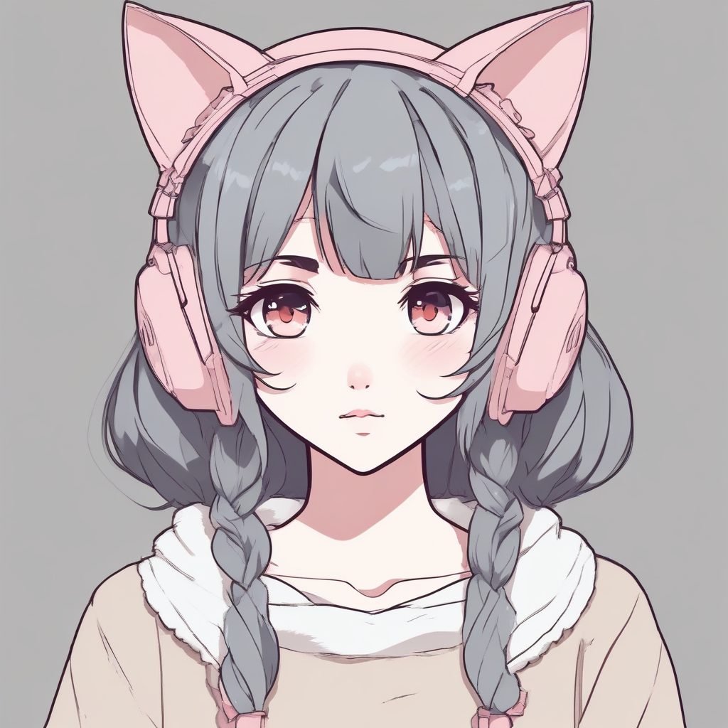 AI绘画:极简“猫耳少女”头像,厚描边与纯色背景的萌系碰撞