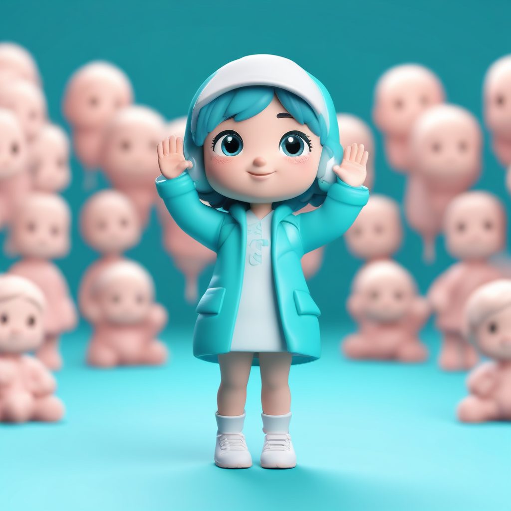 AI绘画教程:C4D粘土材质Q版少女的“好耶”胜利手势