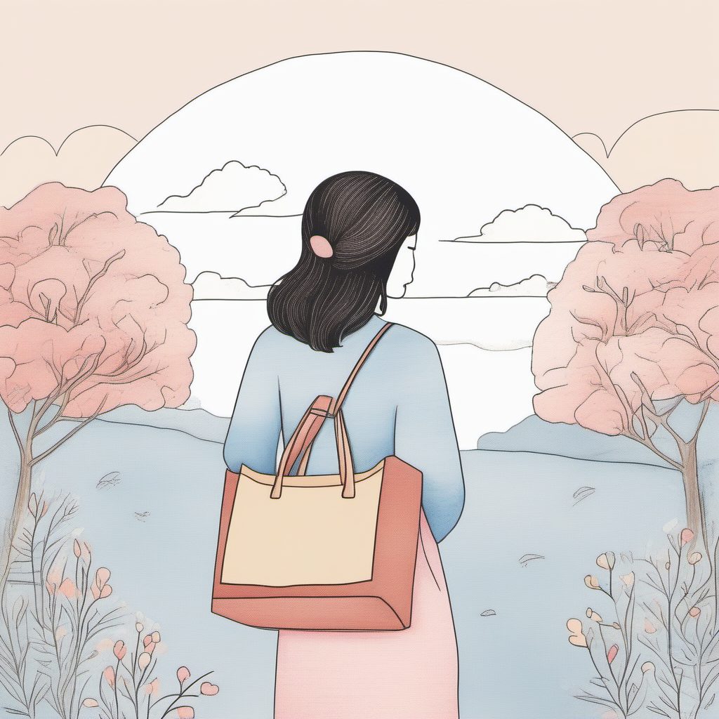 AI绘画灵感：手持托特包的日系软萌风极简线稿教程