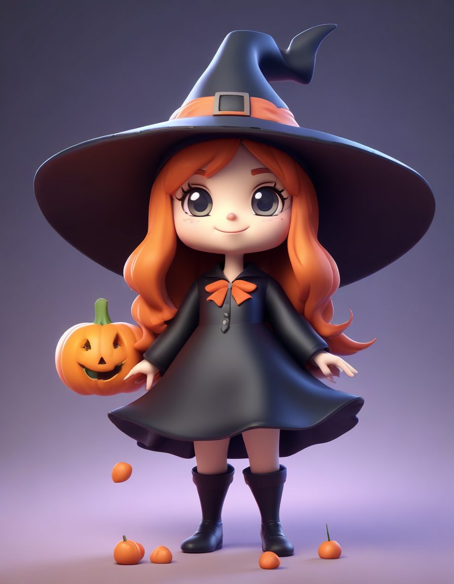 AI绘画：Q版女巫调皮吐舌头，Octane光追渲染，高细节萌系头像
