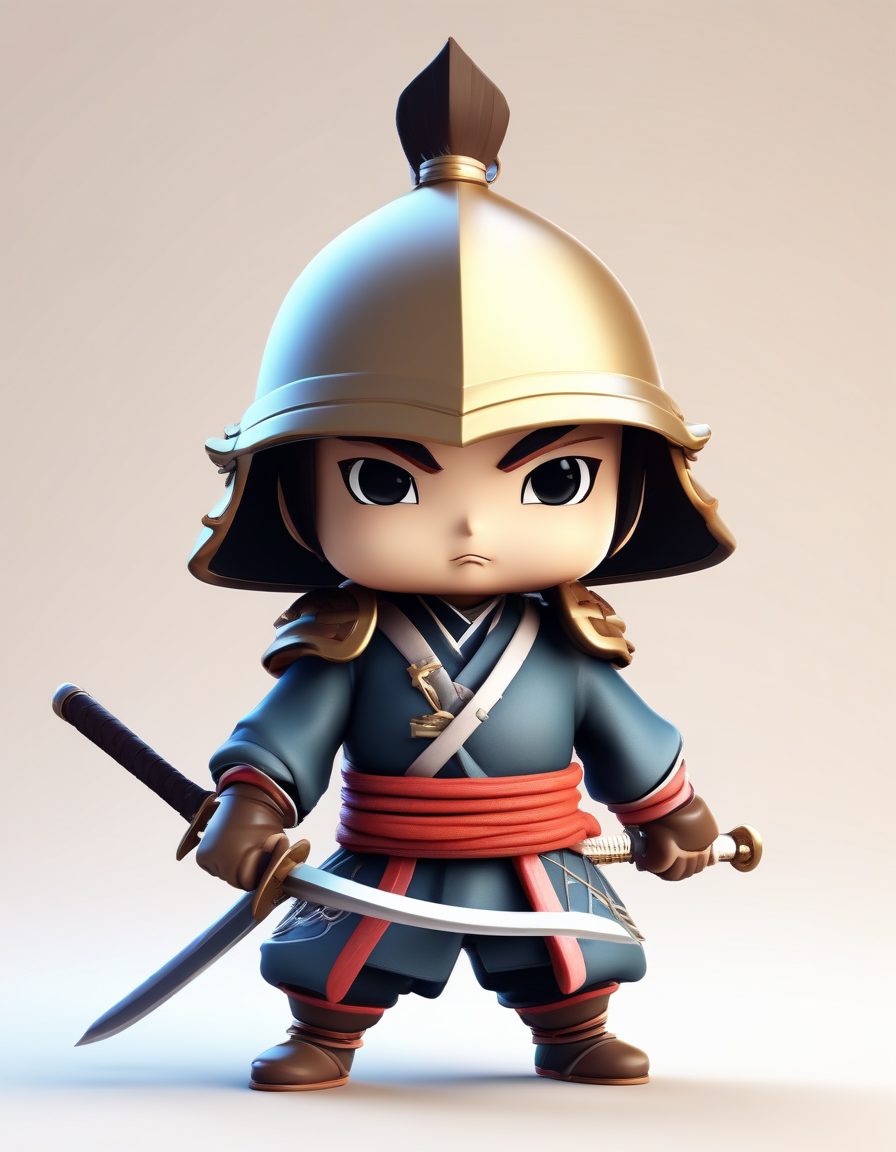 AI绘画：Q版武士拔剑动作，Octane渲染，高燃酷飒壁纸素材