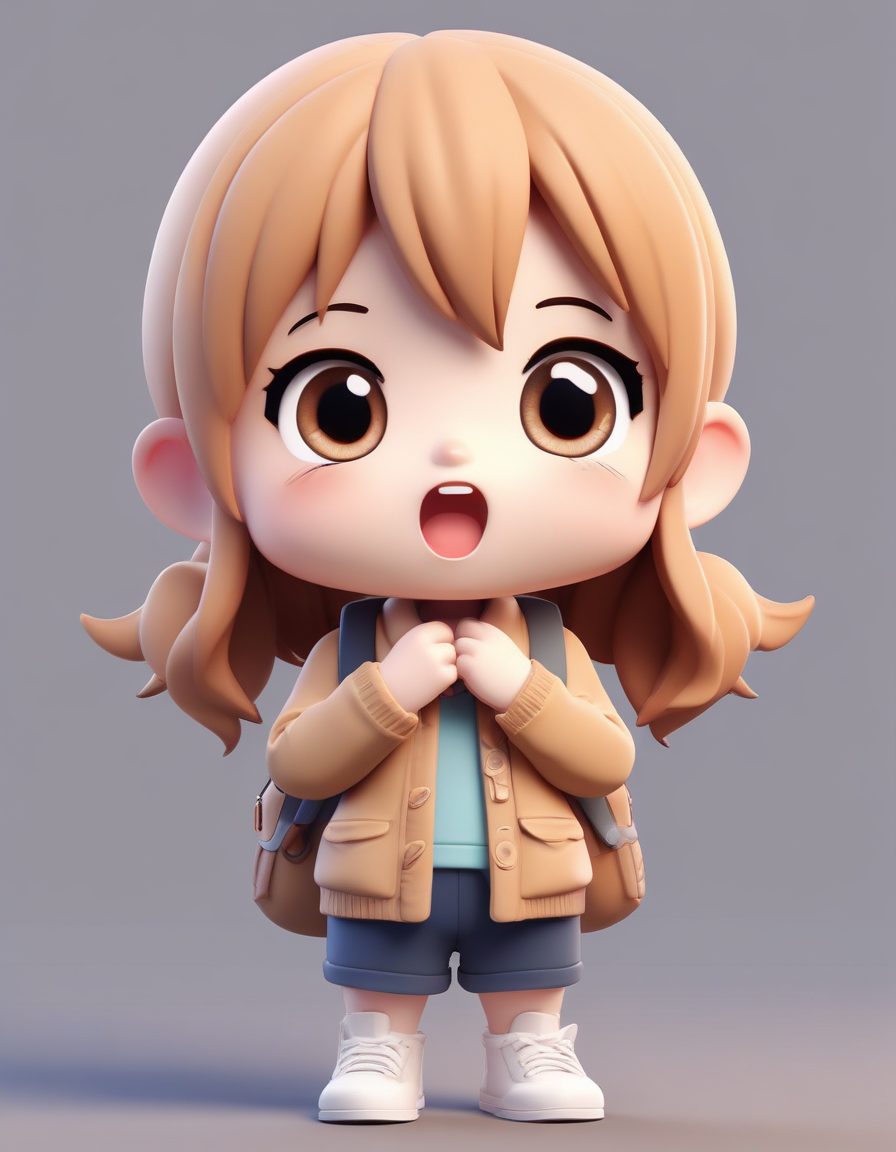 AI绘画:Q版学生党震惊表情,C4D盲盒风,趣味表情包素材!