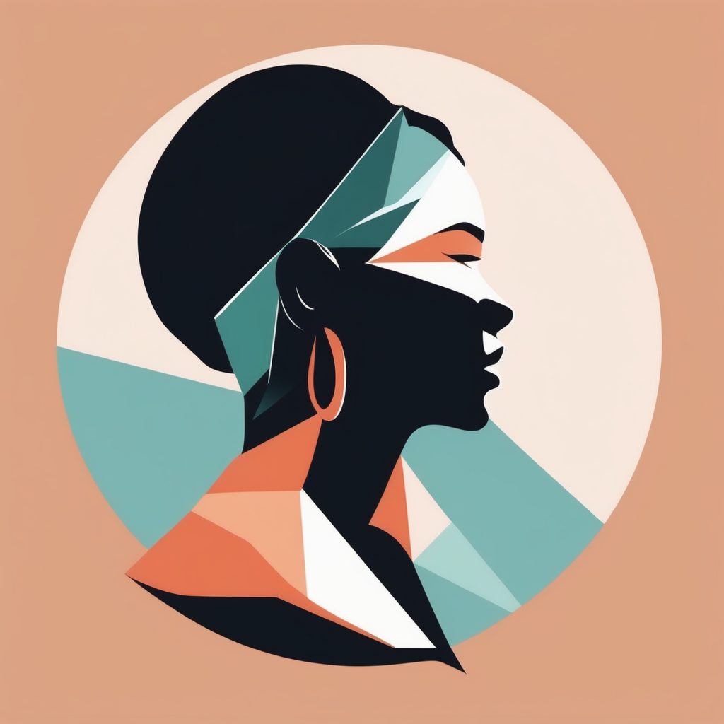 AI绘画提示词:极简线条女孩侧面LOGO,扁平化矢量插画教程