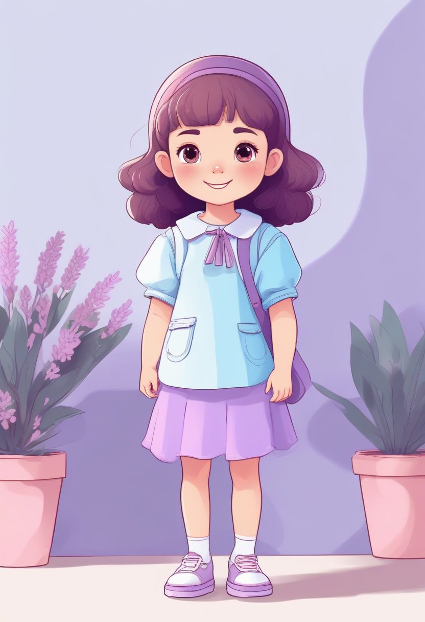 AI绘画头像：超极简Minimal Details！粉蓝系软萌少女全身像