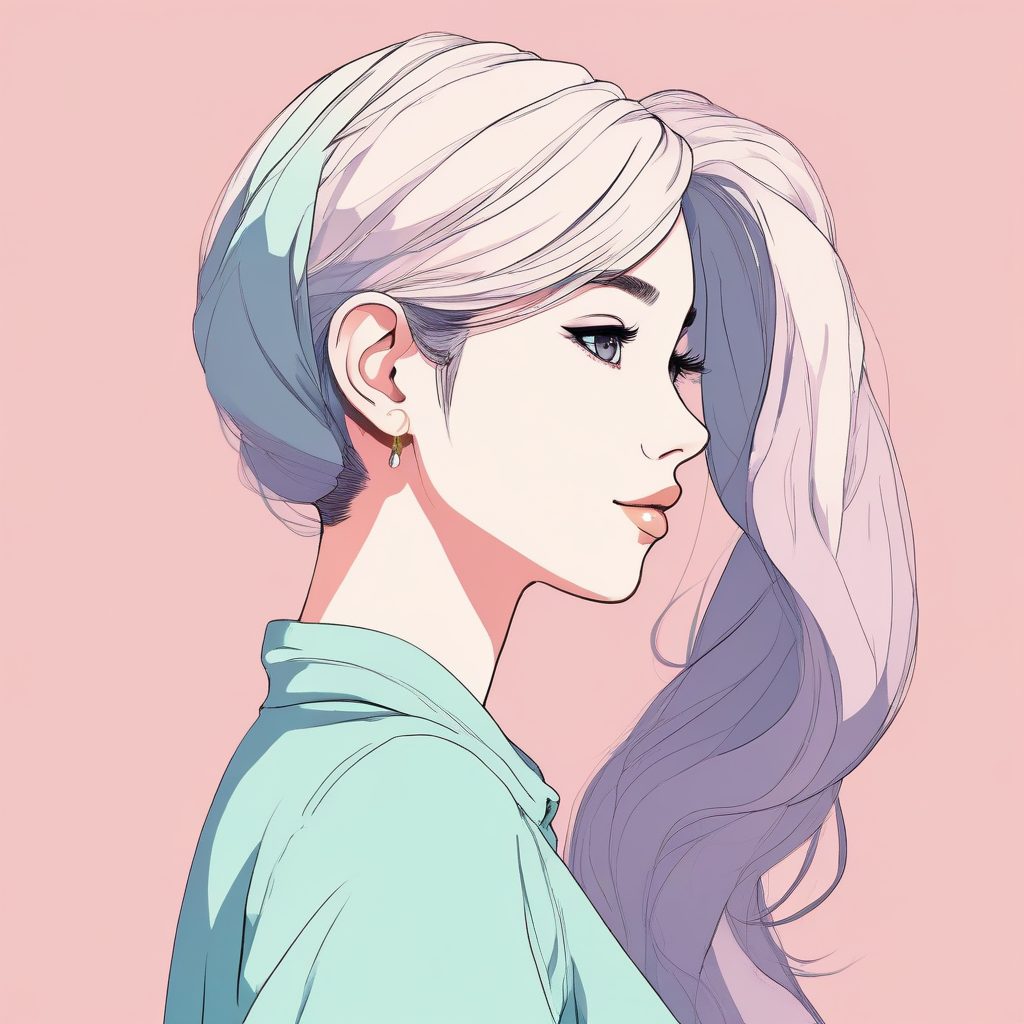 【AI教程】“安静美”极简头像:侧面马尾少女与超干净纯色背景