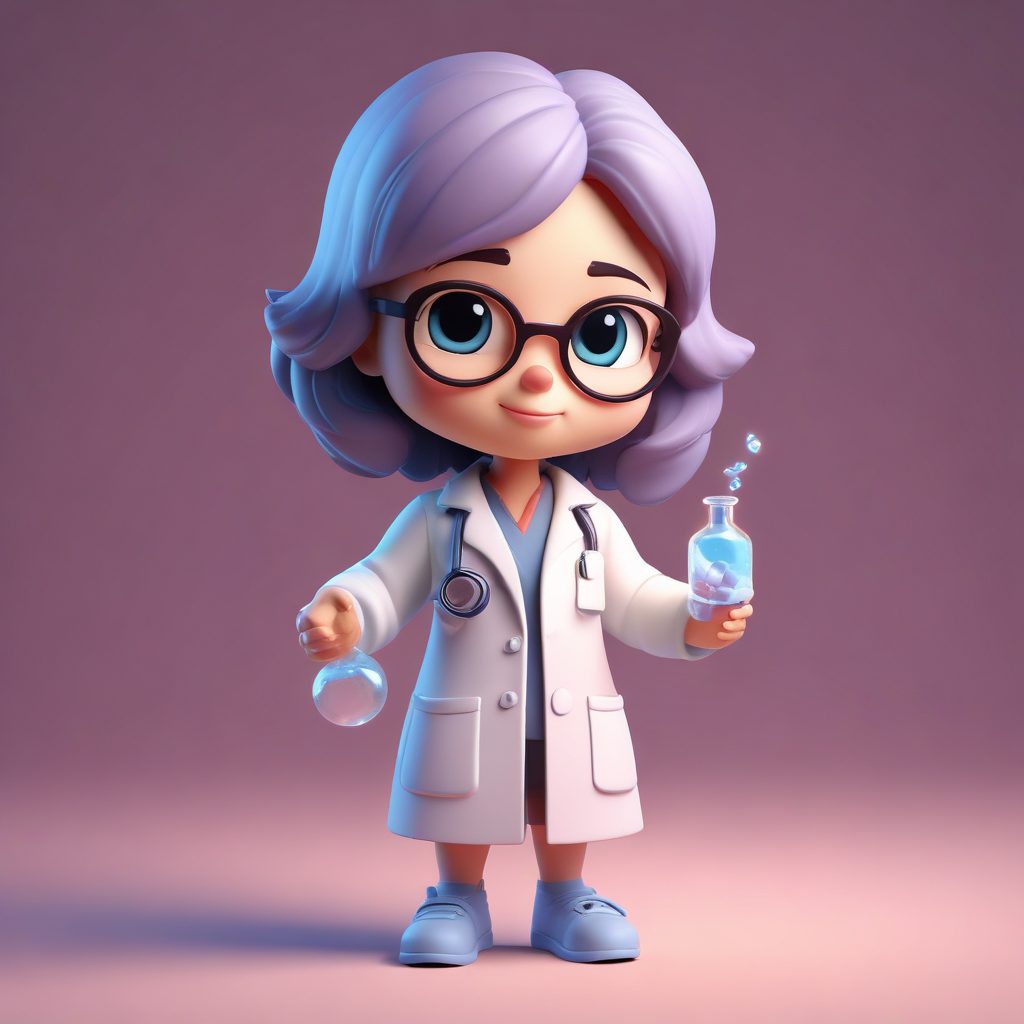 AI科研Q版萌图: 拿着烧杯露出好奇的“探索”表情