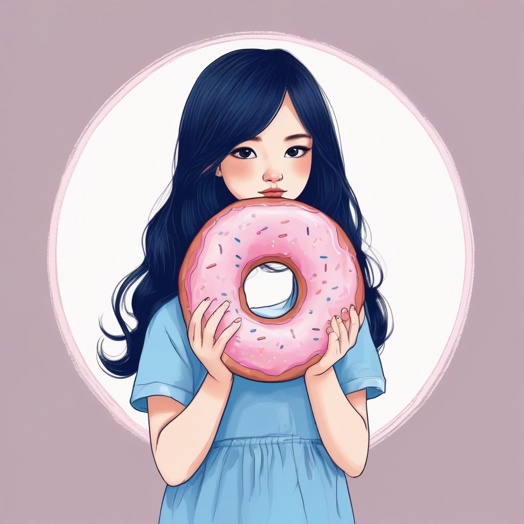 AI生成甜品风:软萌日系女孩与甜甜圈,粉蓝配色爆款教程