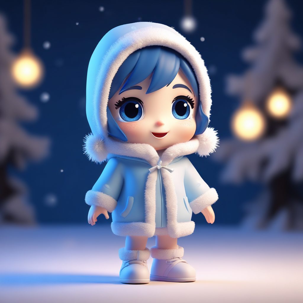 AI手办教程:Q版女孩捧着雪花的惊喜表情提示词