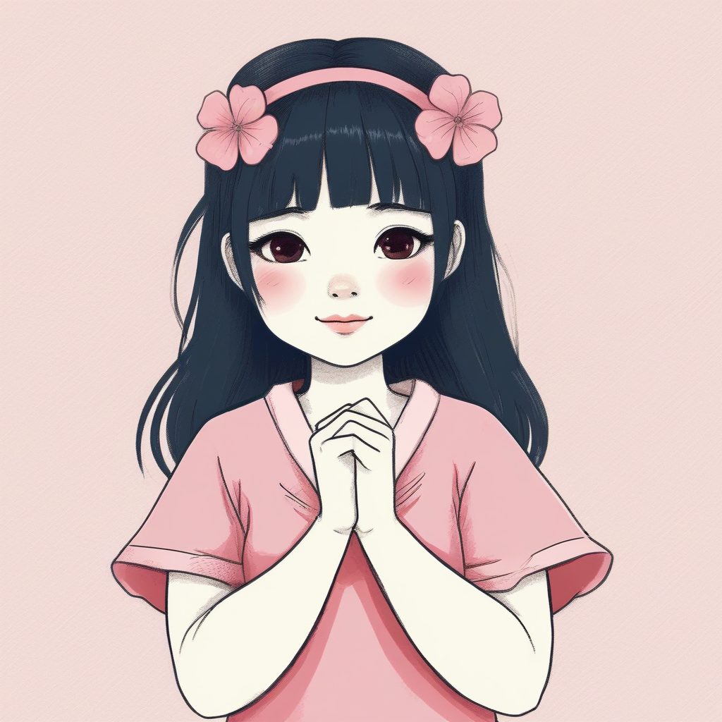 AI头像定制:软萌日系女孩比心手势,粉蓝极简风教程