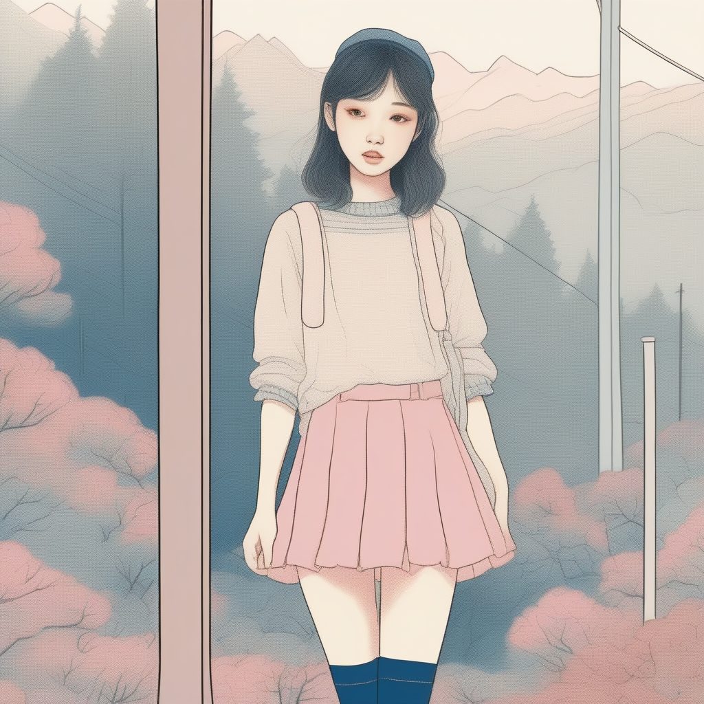 AI线稿出图技巧:聚焦日系学生短裙与膝上袜的穿搭细节