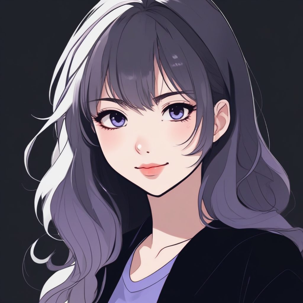 暗黑极简系| 冷静克制风二次元少女头像，纯色背景酷女孩必备