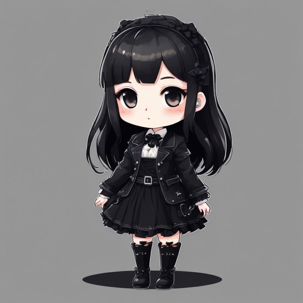 🌙暗黑萝莉风Q版女孩🔥纯黑背景全身像，酷飒个性头像拿捏