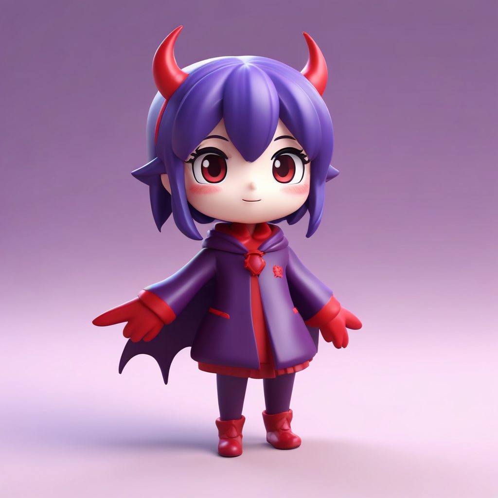 🌑暗黑甜心！超酷Q版小恶魔全身像提示词 | 动态姿势头像