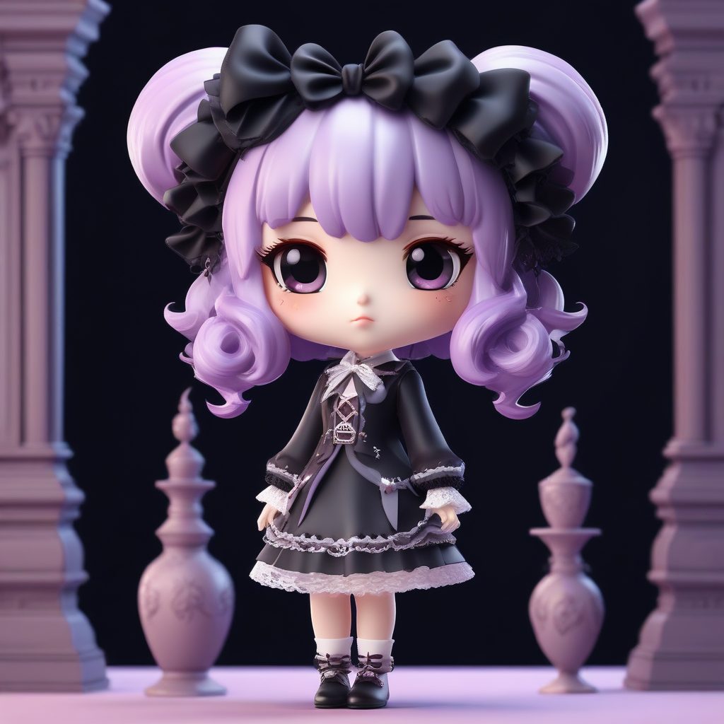 🖤暗黑甜心！哥特洛丽塔风Q版女孩🔥高细节Octane渲染提示词